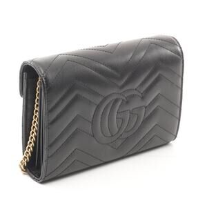 Gucci Black Shoulder Bag GG Marmont Leather